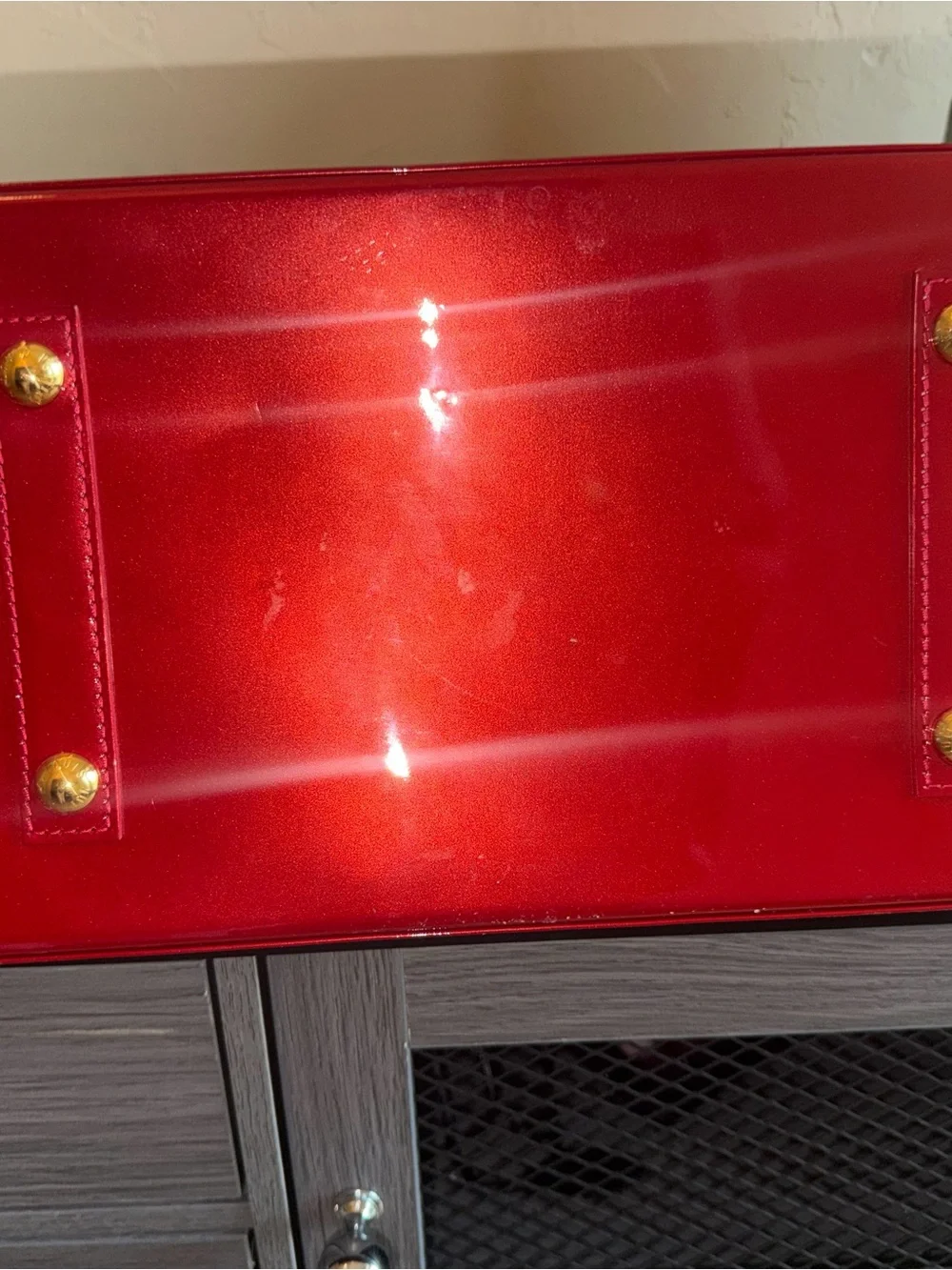 AUTHENTIC CLEAN Louis Vuitton Red Vernis Alma GM Satchel with Lock and Keys